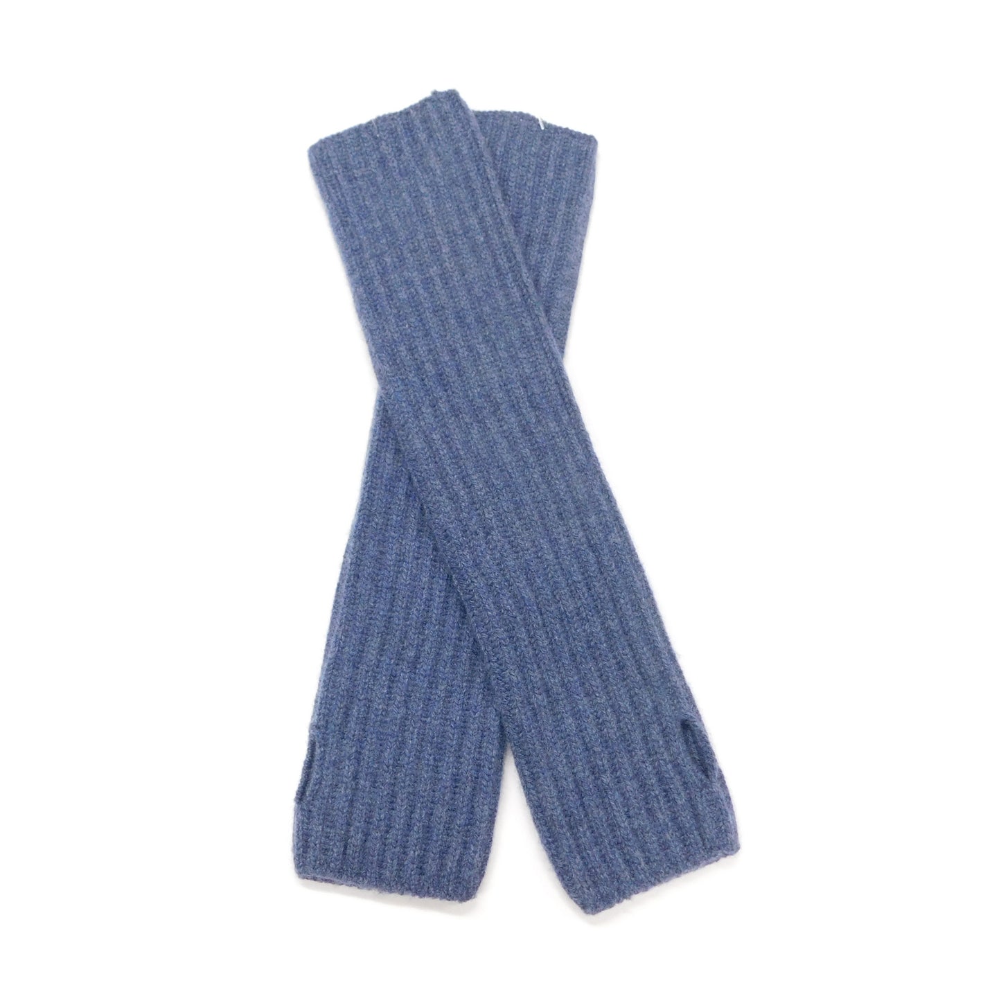 Ladies Heavier-Weight Ribbed Cashmere Wristwarmers — Thumb Slit | Handcrafted in Hawick