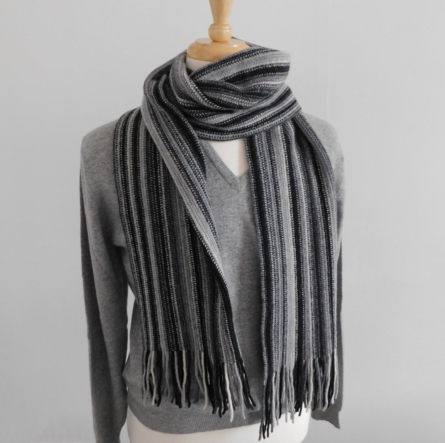 Stripe Scarf, Lambswool Multi-Coloured stripe - Warpknitted in Hawick, Scotland