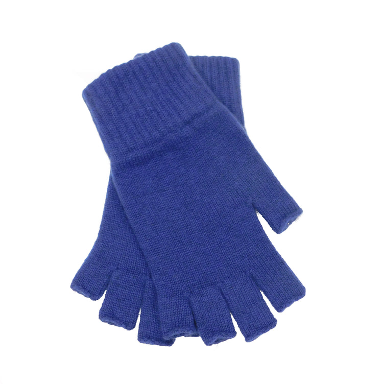 Ladies Pure Cashmere Fingerless Gloves - Greys, Blues and Purples - Handcrafted in Hawick, Scotland