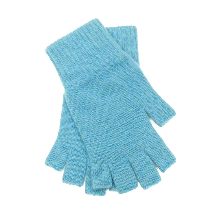 Ladies Pure Cashmere Fingerless Gloves - Greys, Blues and Purples - Handcrafted in Hawick, Scotland