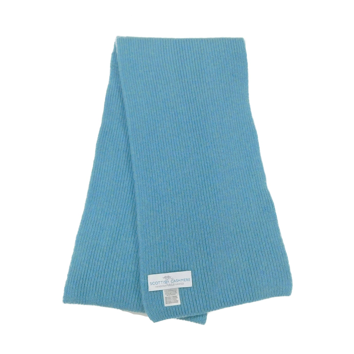 Pure Cashmere Narrow Rib Scarf — Unisex | Handcrafted in Hawick | Black, Greys and Blues