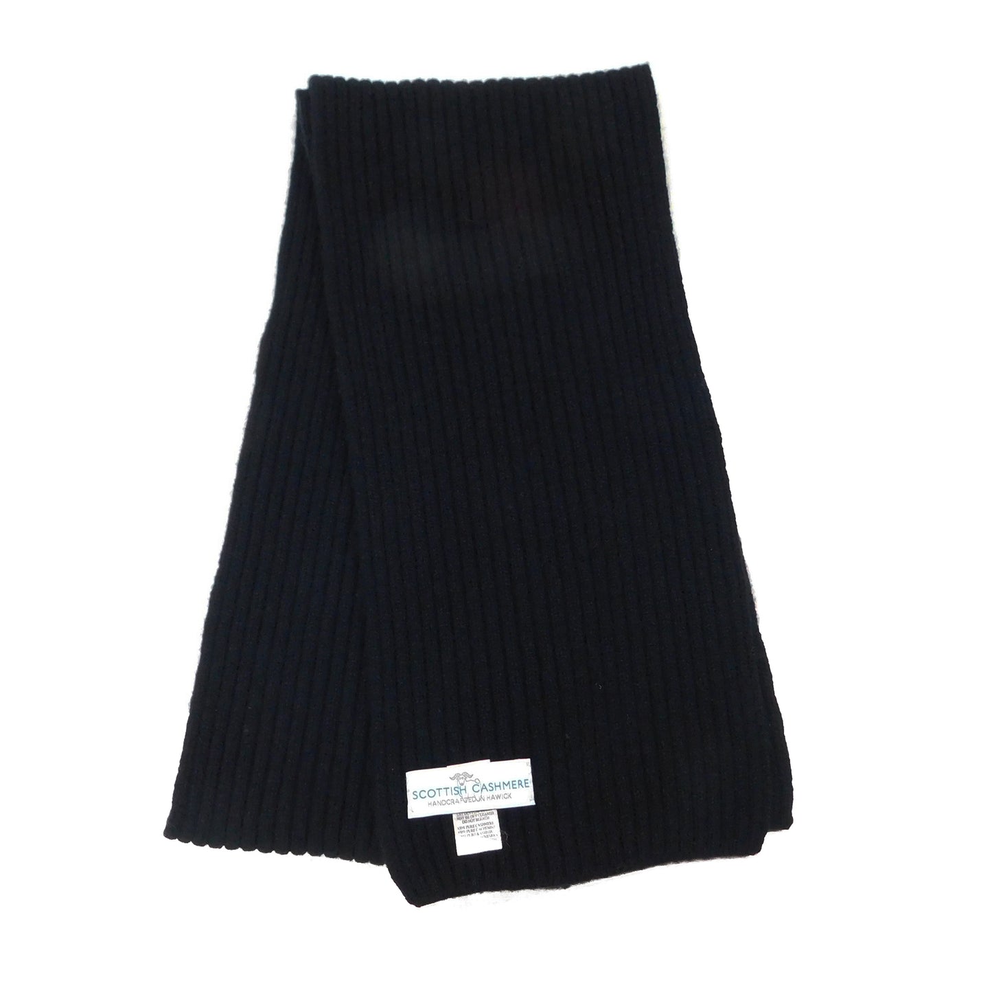 Pure Cashmere Ribbed Knit Scarf — Unisex | Handcrafted in Hawick | Greys, Blues and Greens