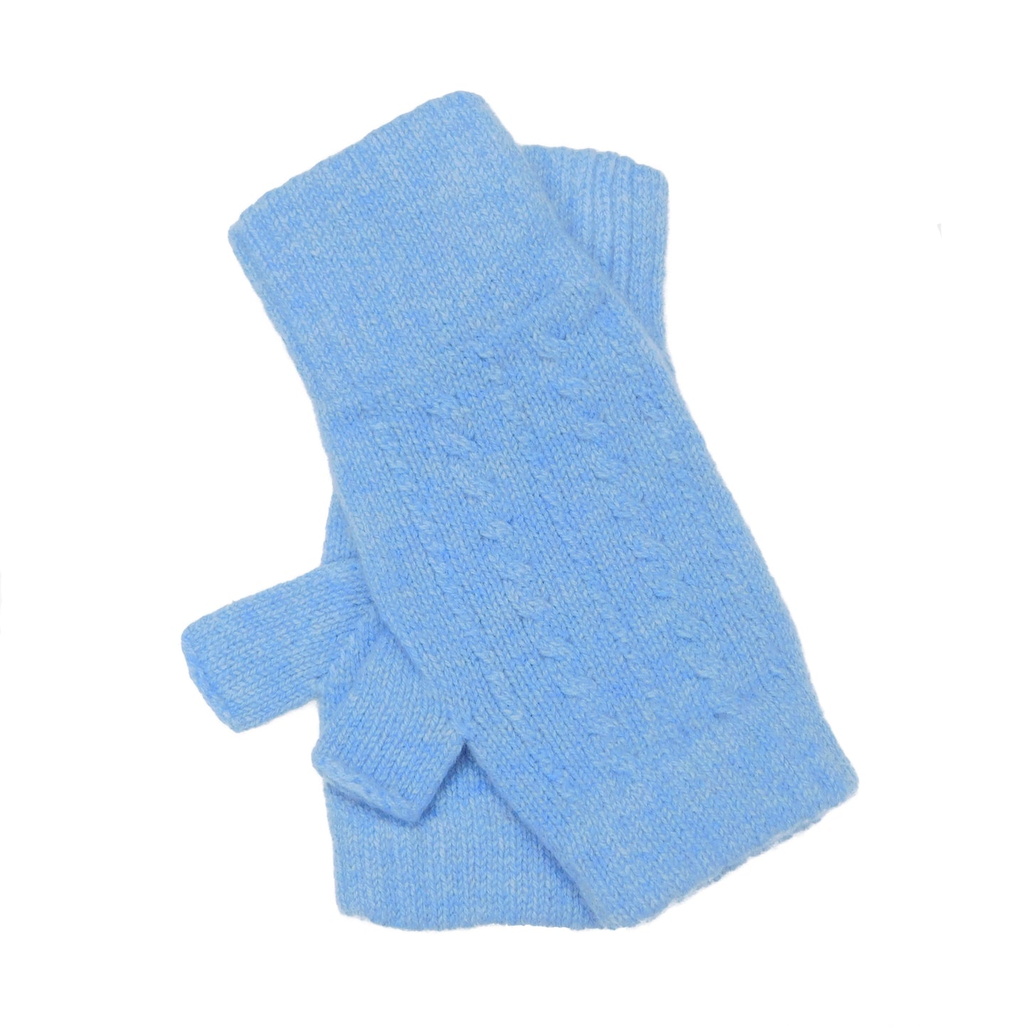 Ladies Pure Cashmere Fine Cable Wristwarmers with separate thumb - Hand-crafted in Hawick, Scotland
