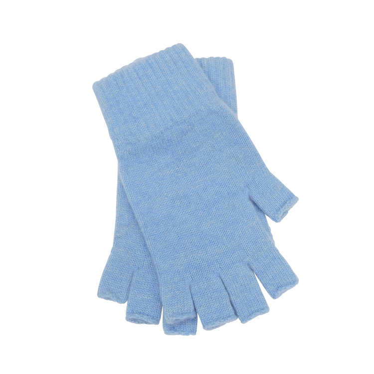 Ladies Pure Cashmere Fingerless Gloves - Greys, Blues and Purples - Handcrafted in Hawick, Scotland