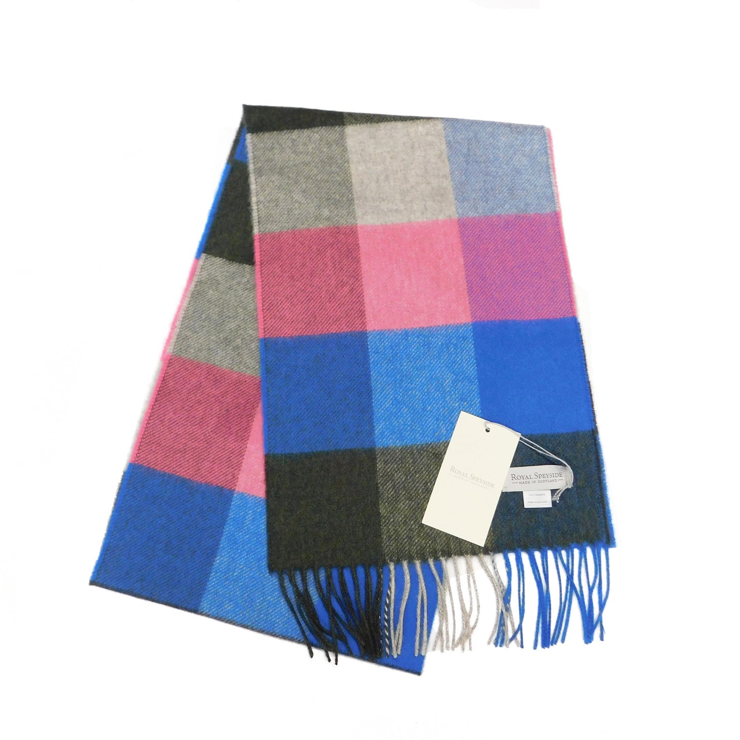 Pure Cashmere Large Check Scarf — Hand-Crafted in the Scottish Highlands