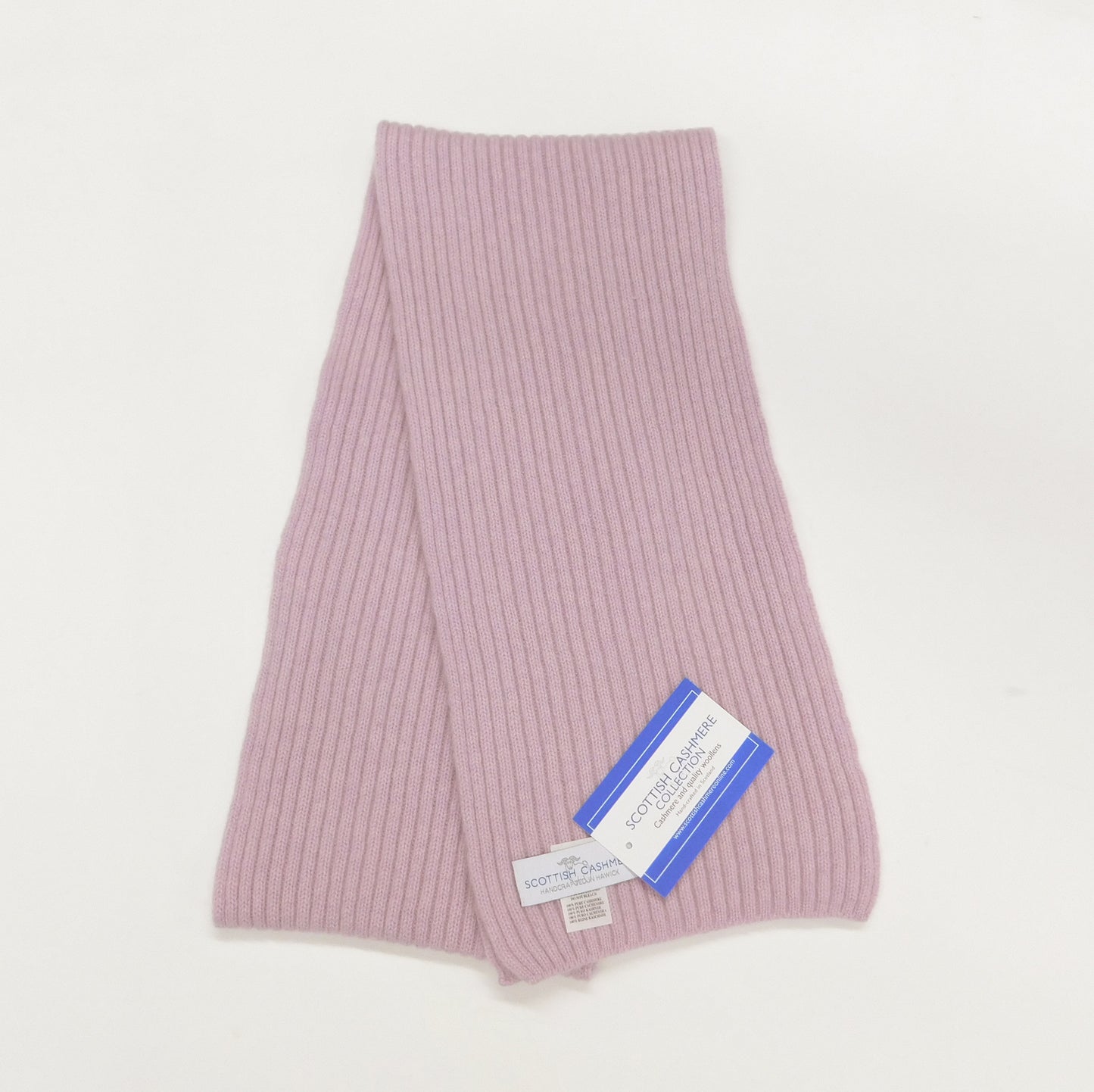 Pure Cashmere Ribbed Scarf - Reds, Pinks, Lilacs and Oranges - Handcrafted in Hawick, Scotland