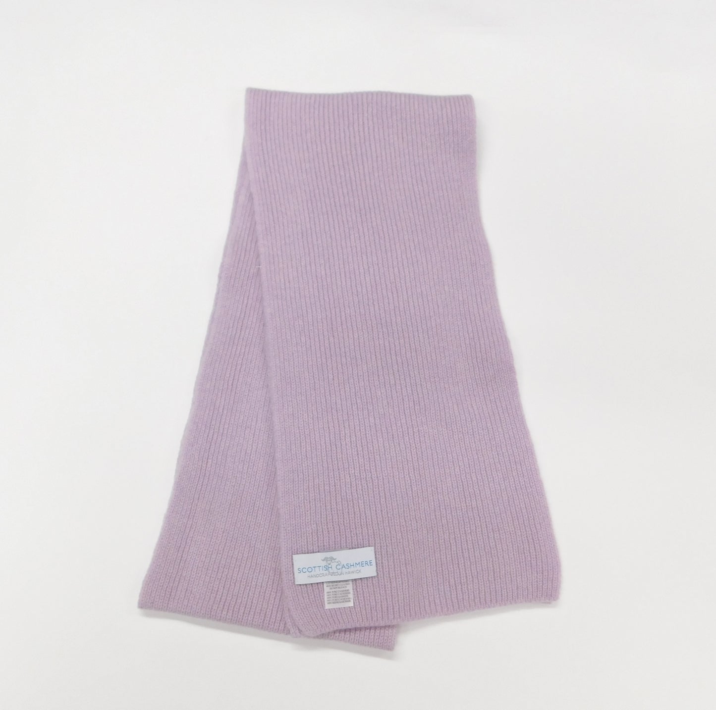 Pure Cashmere Scarf with a narrow rib - Reds, Pinks, Lilacs and Oranges - Handcrafted in Hawick, Scotland