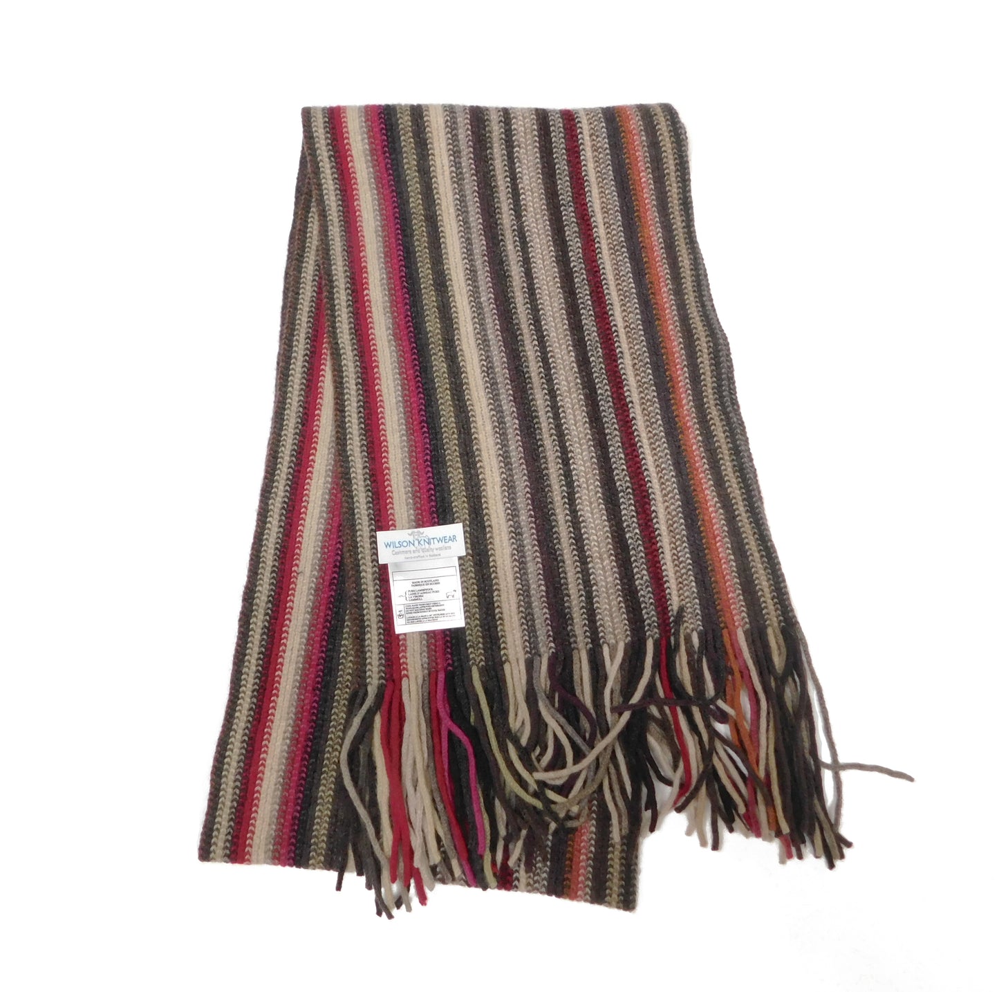 Stripe Scarf, Lambswool Multi-Coloured stripe - Warpknitted in Hawick, Scotland