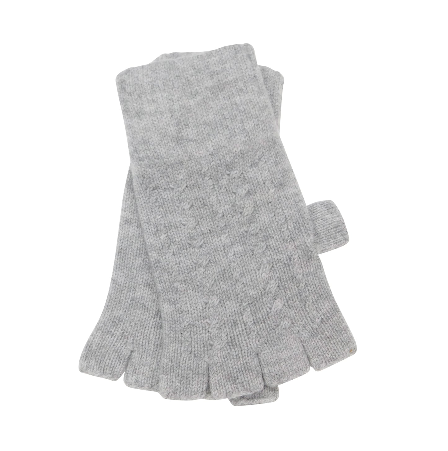 Ladies Pure Cashmere Fingerless Gloves with Cable Design - Handcrafted in Hawick, Scotland
