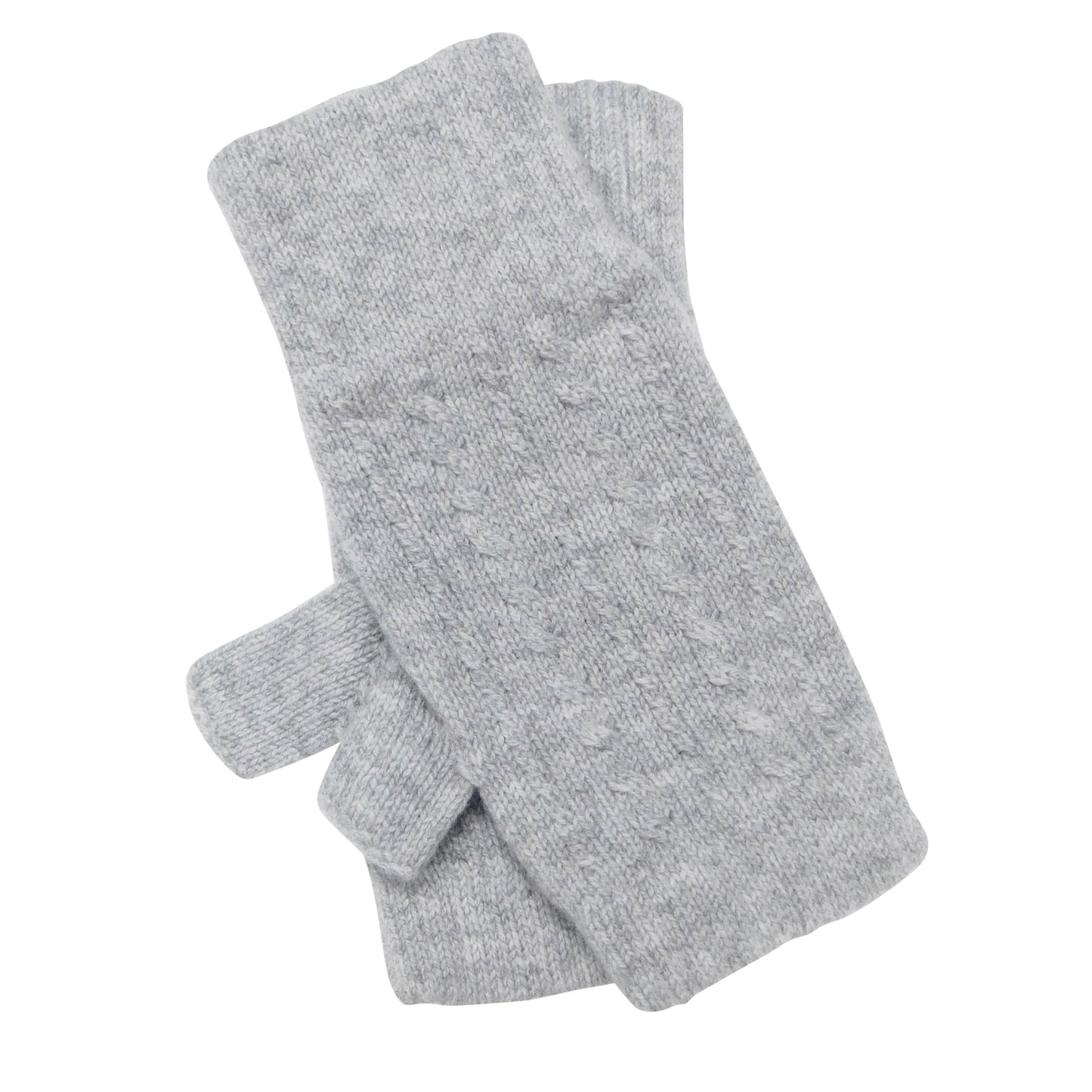 Ladies Pure Cashmere Fine Cable Wristwarmers with separate thumb - Hand-crafted in Hawick, Scotland