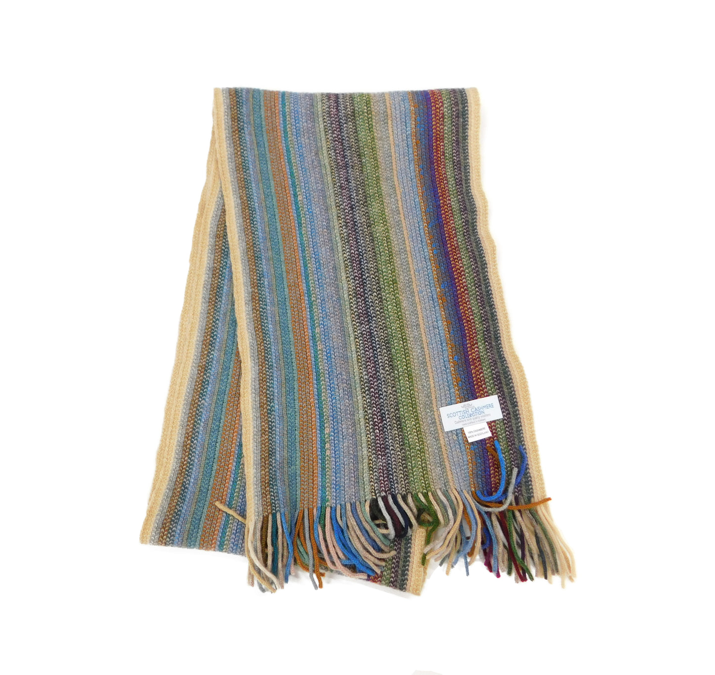 Pure Cashmere Striped Scarf - Handcrafted in Hawick, Scotland