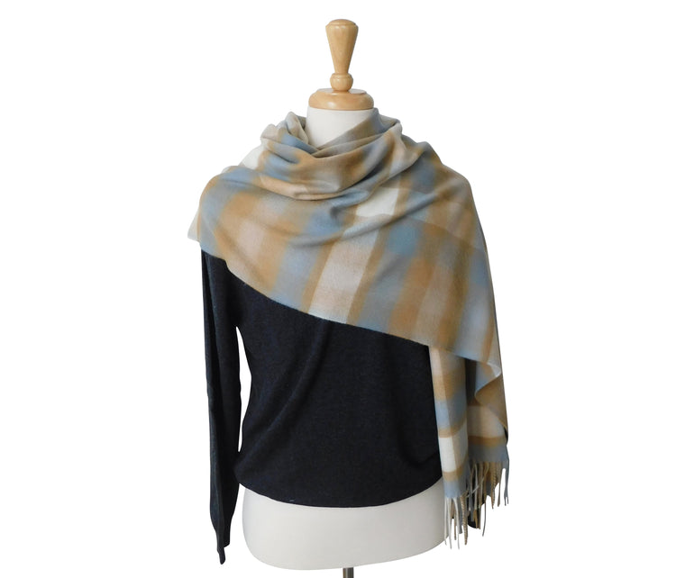 Pure Cashmere Wrap / Stole in Plain or Check options - The ultimate in luxury - Woven in Scotland