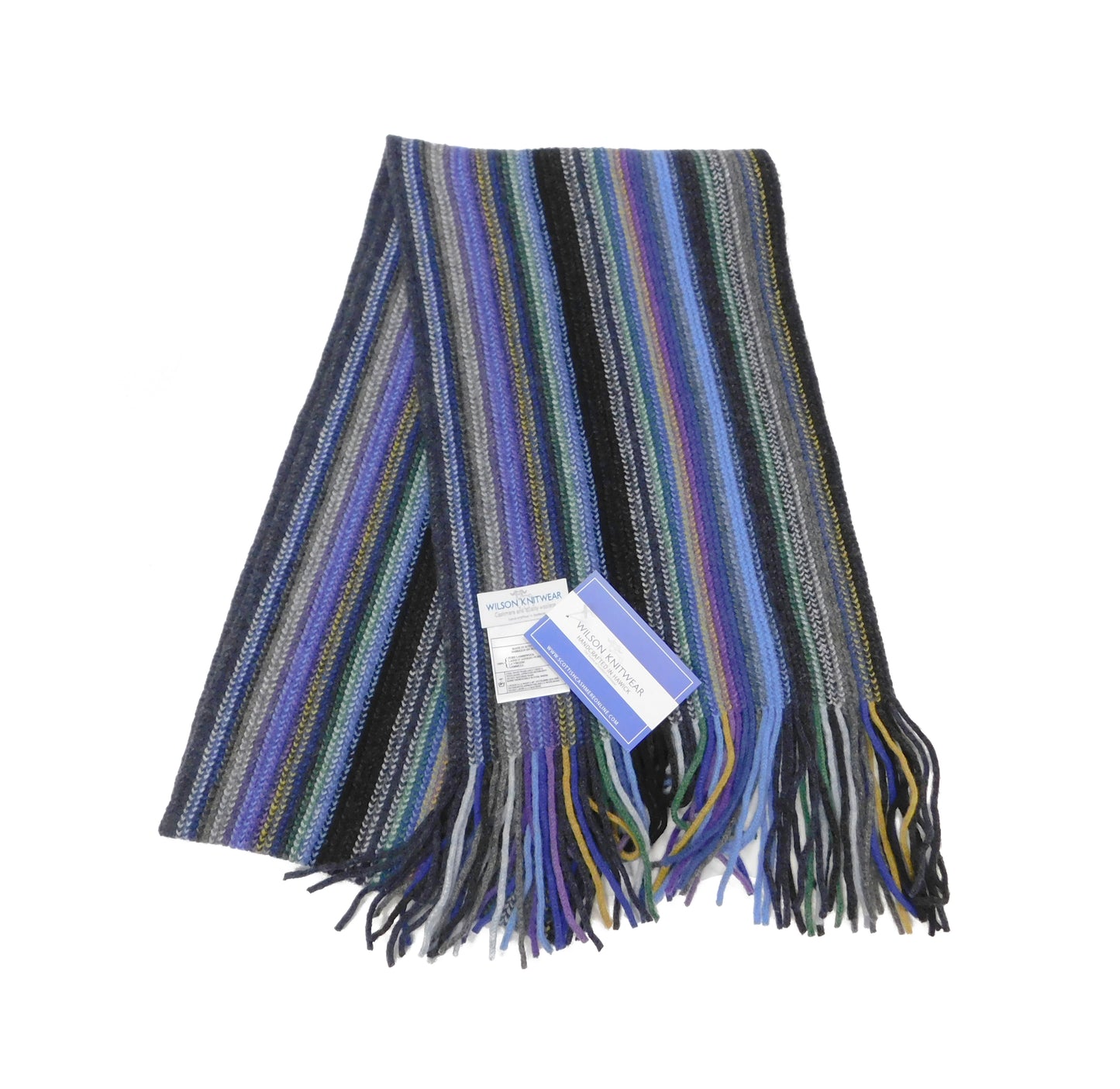 Stripe Scarf, Lambswool Multi-Coloured stripe - Warpknitted in Hawick, Scotland