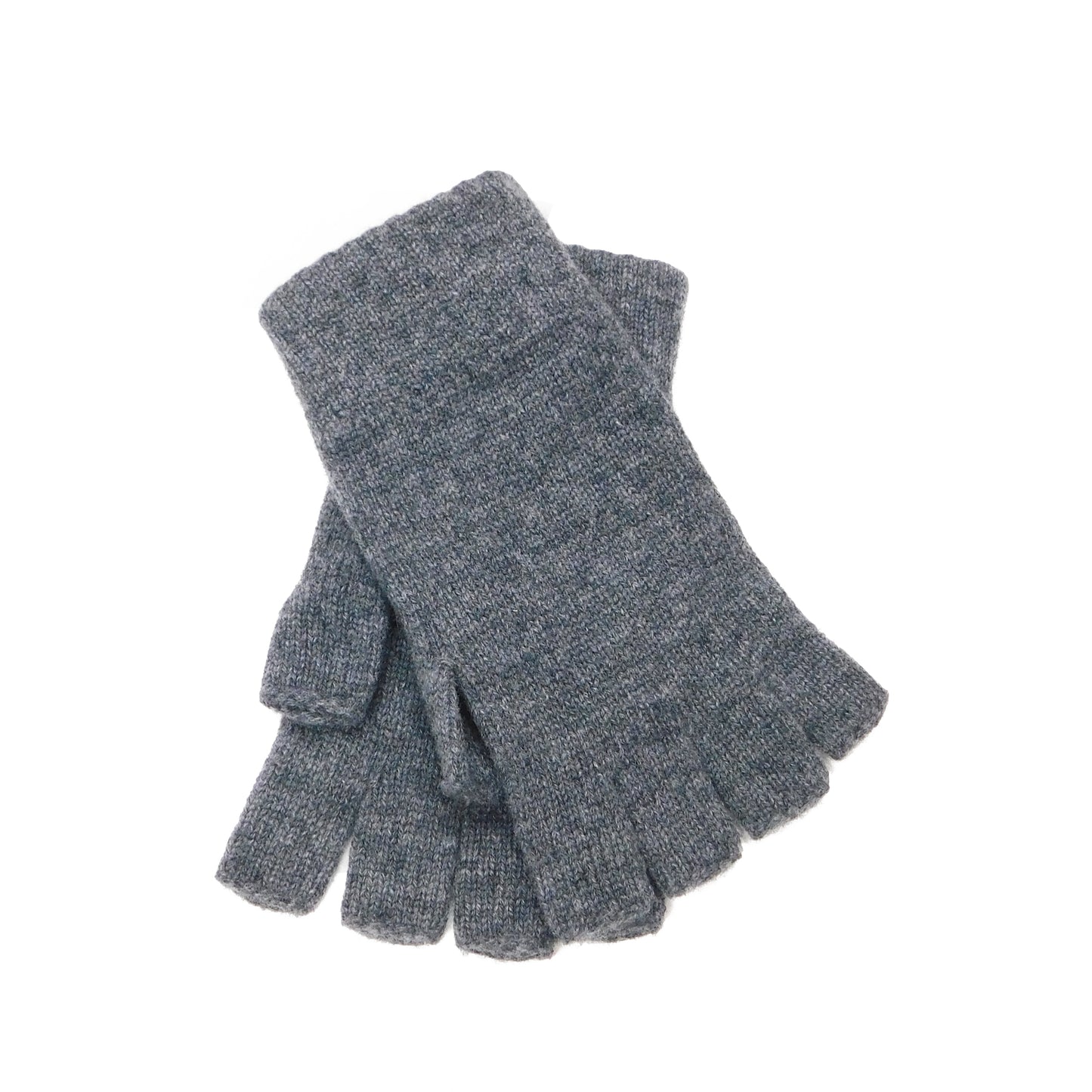 Ladies Pure Cashmere Fingerless Gloves with Keystone Thumb - Greys, Blues and Greens - Handcrafted in Hawick, Scotland