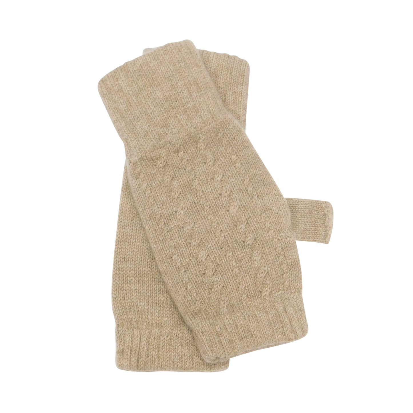 Ladies Pure Cashmere Fine Cable Wristwarmers with separate thumb - Hand-crafted in Hawick, Scotland