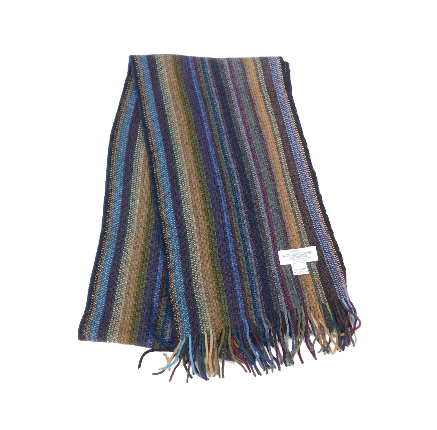 Pure Cashmere Striped Scarf - Handcrafted in Hawick, Scotland