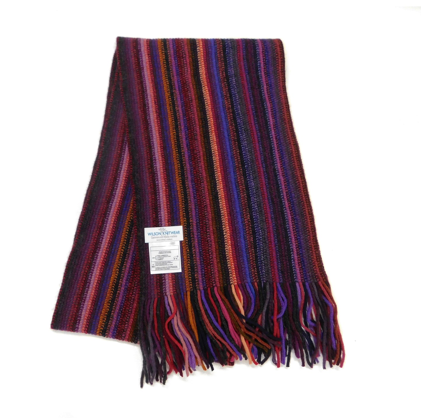 Stripe Scarf, Lambswool Multi-Coloured stripe - Warpknitted in Hawick, Scotland