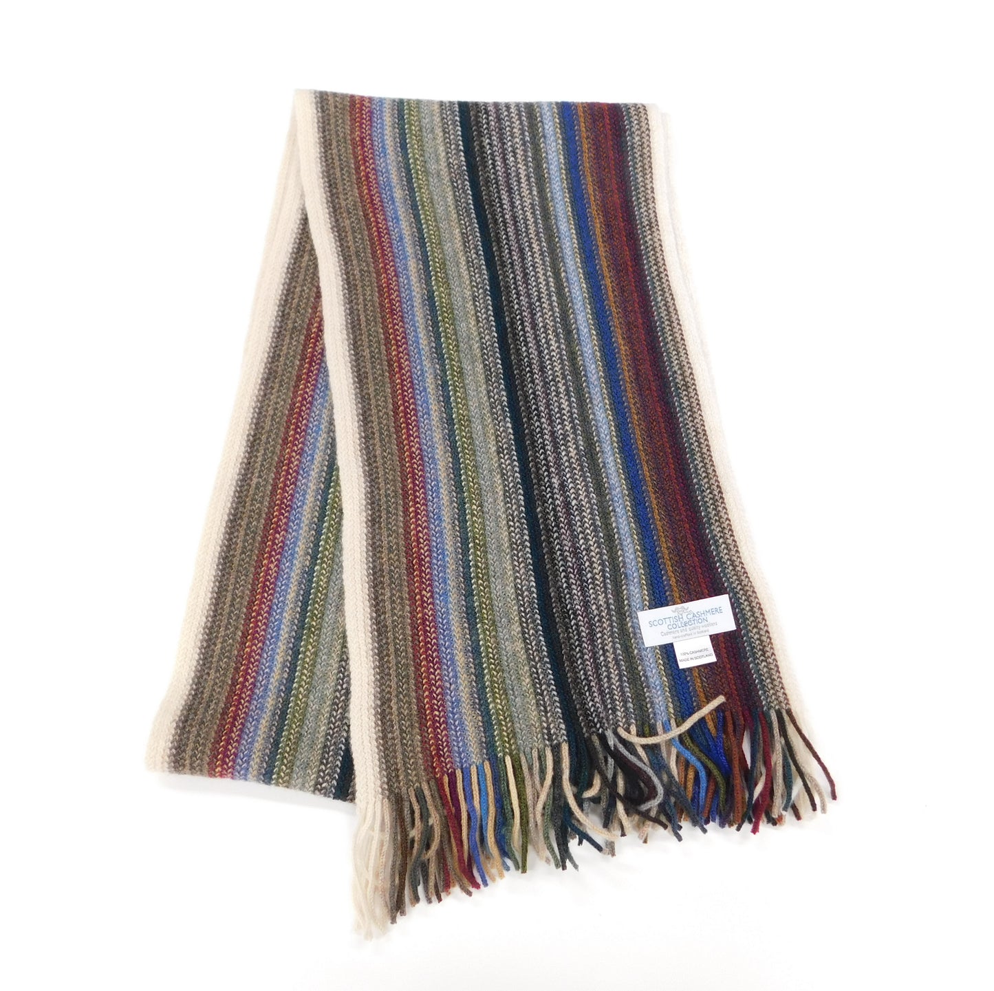Pure Cashmere Striped Scarf - Handcrafted in Hawick, Scotland