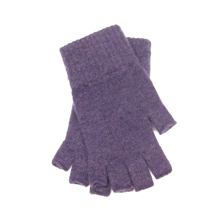 Ladies Pure Cashmere Fingerless Gloves - Greys, Blues and Purples - Handcrafted in Hawick, Scotland