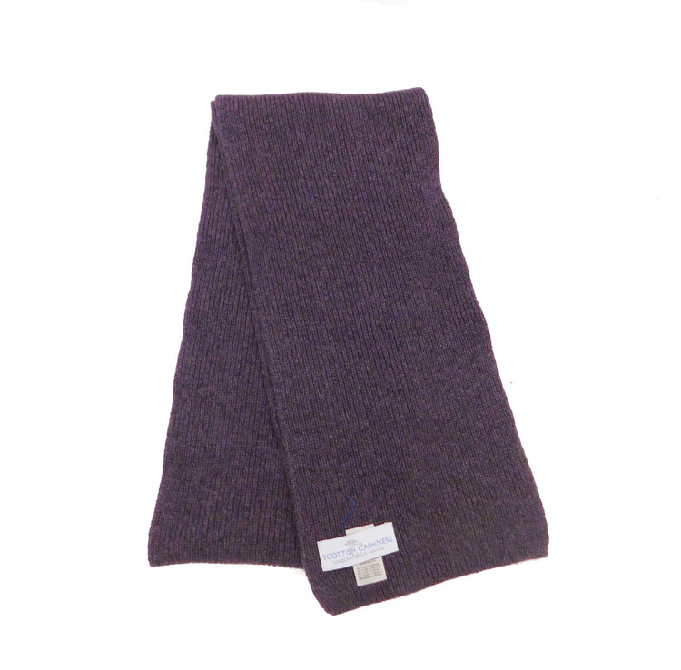 Pure Cashmere Scarf with a narrow rib - Black, Greys, Blues and Yellow Shades - Handknitted by us in Hawick, Scotland