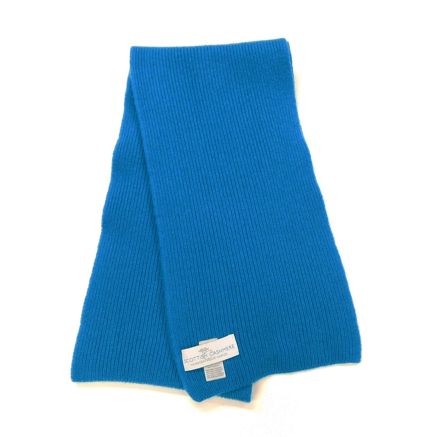Pure Cashmere Narrow Rib Scarf — Unisex | Handcrafted in Hawick | Black, Greys and Blues