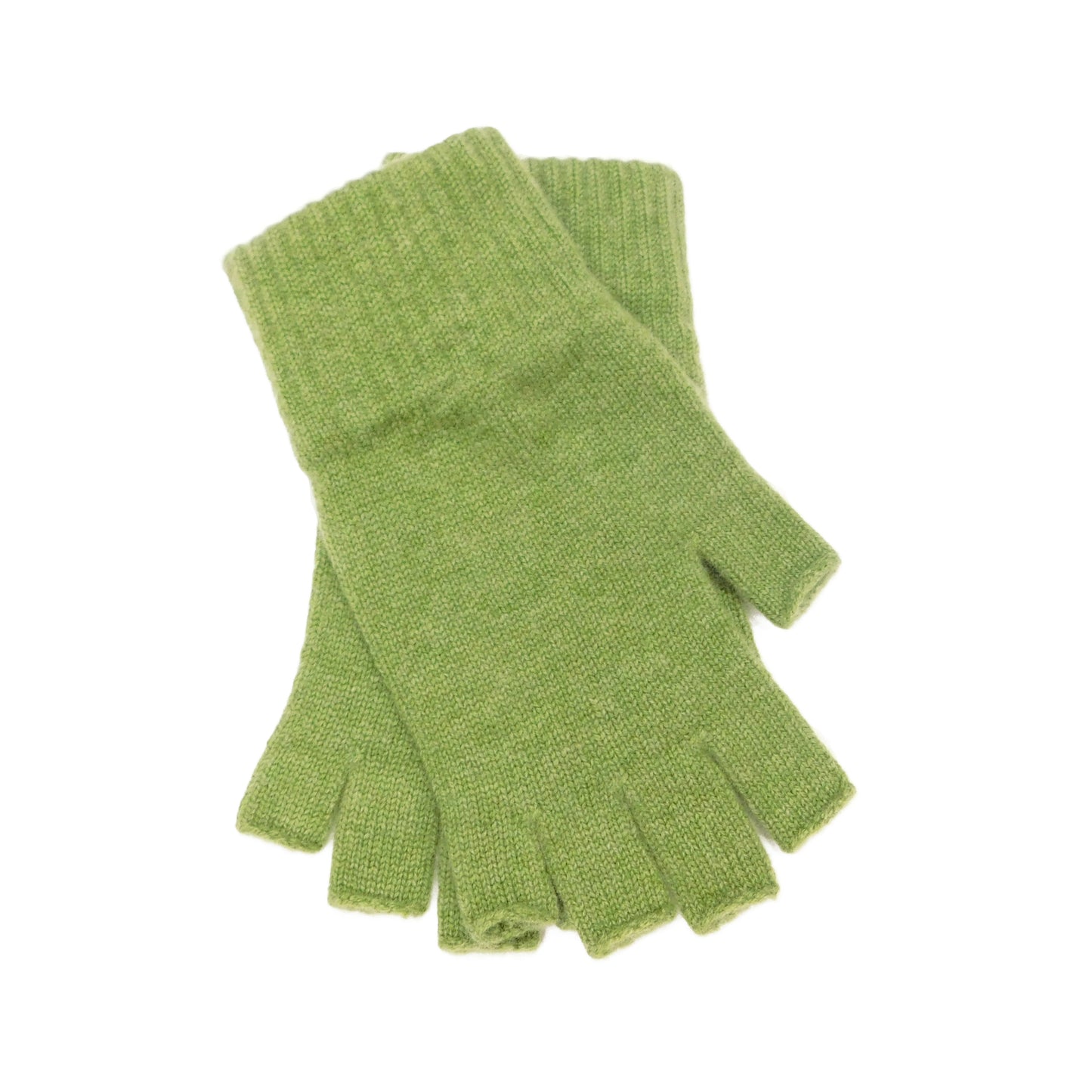 Ladies Pure Cashmere Fingerless Gloves - Greens - Handcrafted in Hawick, Scotland