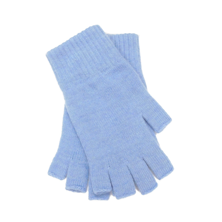 Ladies Pure Cashmere Fingerless Gloves - Greys, Blues and Purples - Handcrafted in Hawick, Scotland