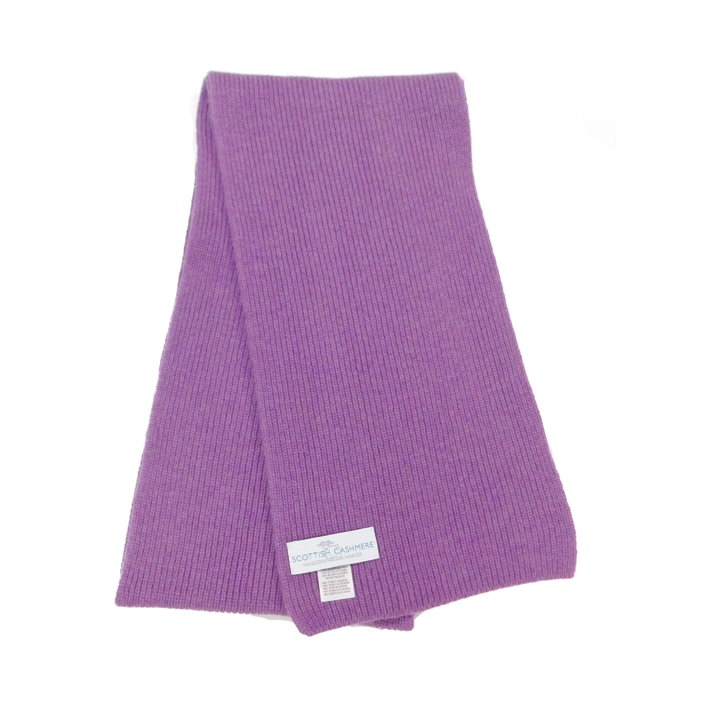 Pure Cashmere Scarf with a narrow rib - Reds, Pinks, Lilacs and Oranges - Handcrafted in Hawick, Scotland
