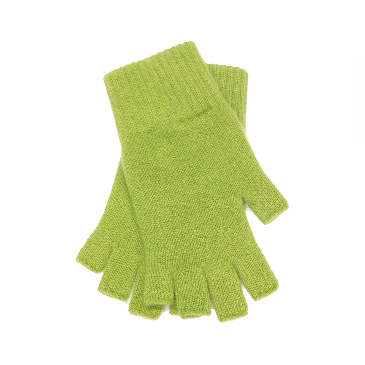 Ladies Pure Cashmere Fingerless Gloves - Greens - Handcrafted in Hawick, Scotland
