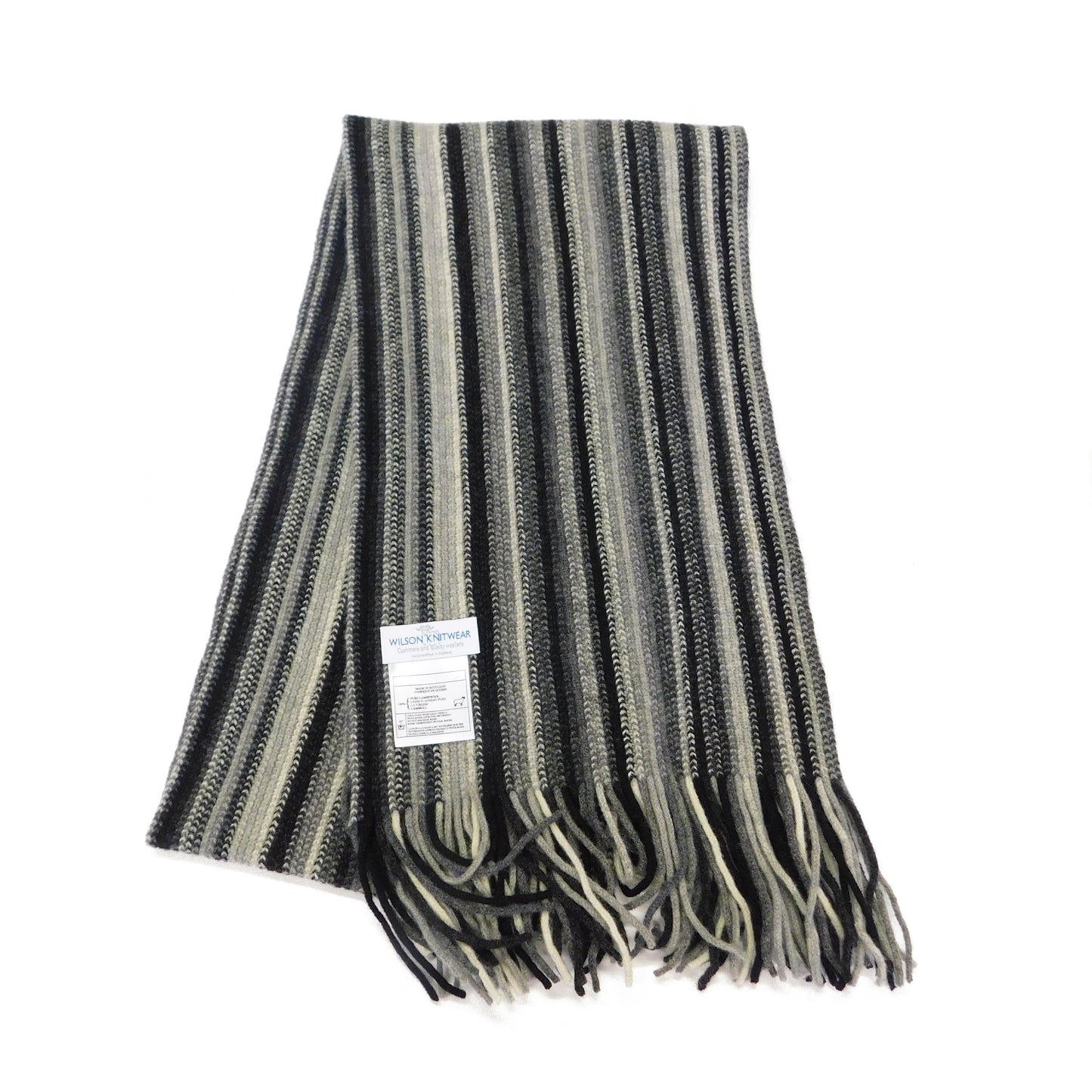 Stripe Scarf, Lambswool Multi-Coloured stripe - Warpknitted in Hawick, Scotland