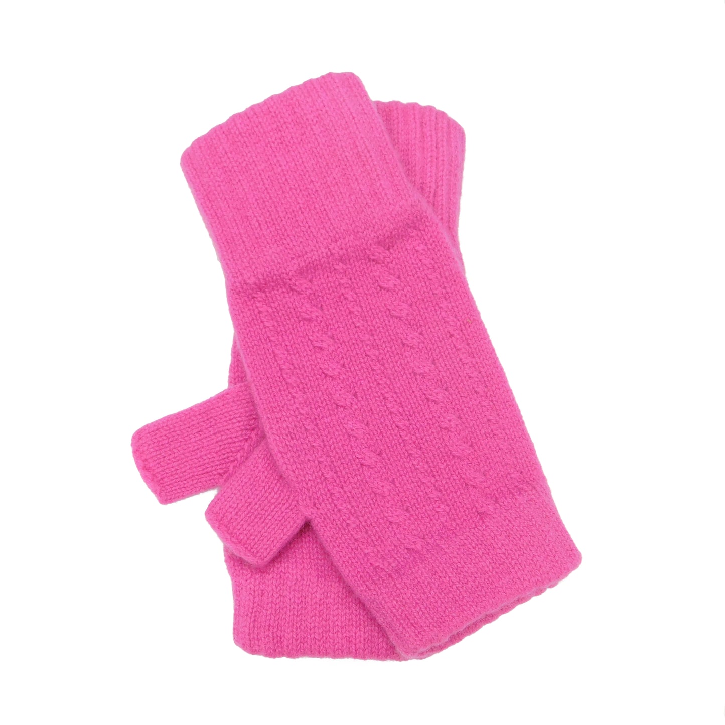 Ladies Pure Cashmere Fine Cable Wristwarmers with separate thumb - Hand-crafted in Hawick, Scotland