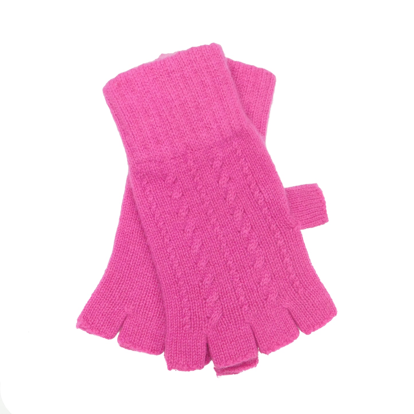 Ladies Pure Cashmere Fingerless Gloves with Cable Design - Handcrafted in Hawick, Scotland
