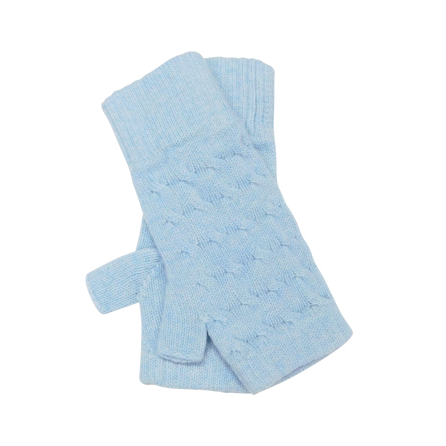 Ladies Pure Cashmere Long Cable Wristwarmers with separate thumb - Hand-crafted in Hawick, Scotland