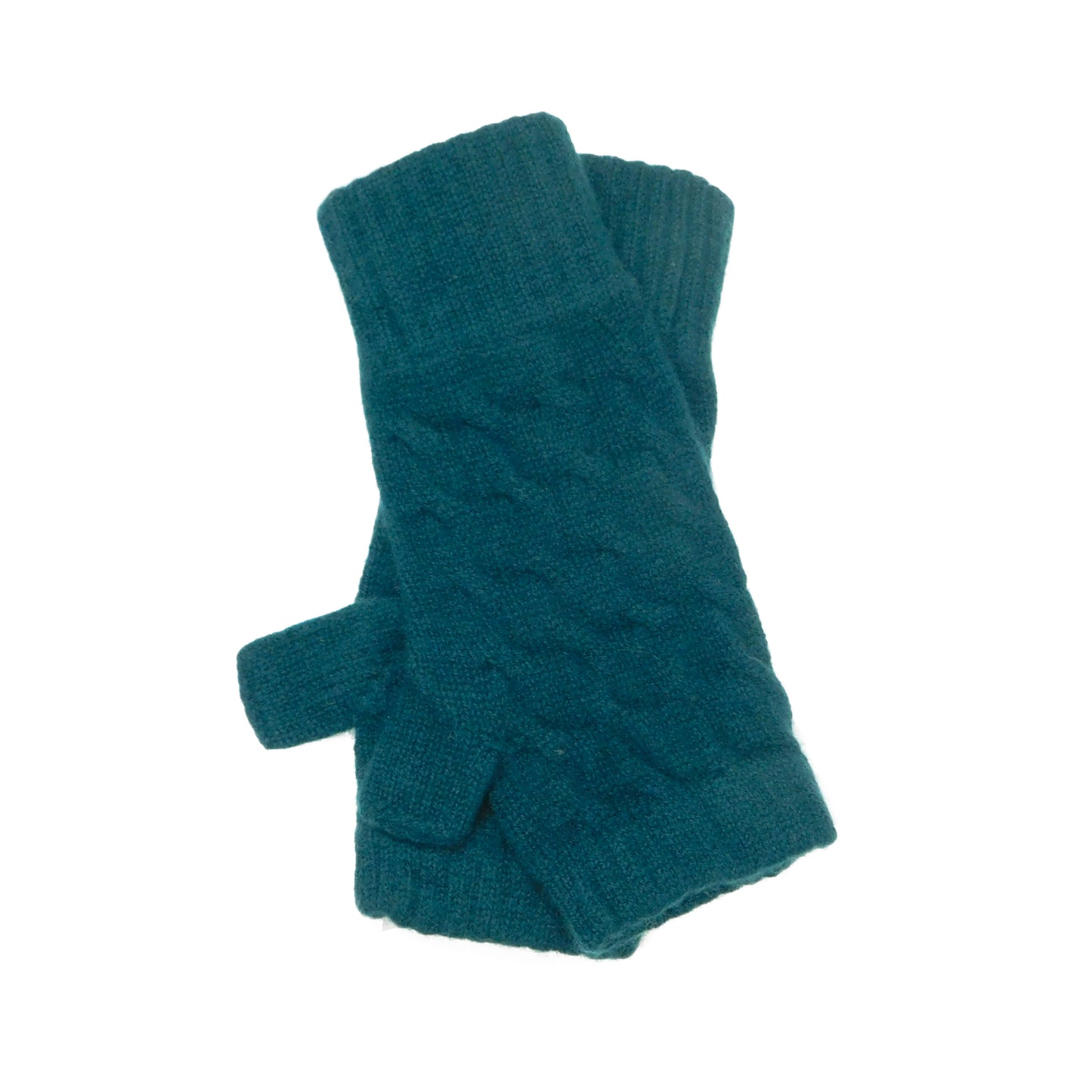 Ladies Pure Cashmere Long Cable Wristwarmers with separate thumb - Hand-crafted in Hawick, Scotland
