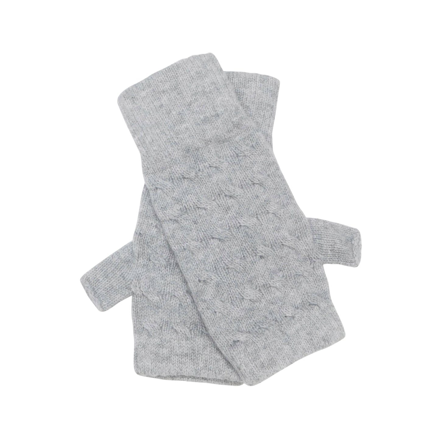 Ladies Pure Cashmere Long Cable Wristwarmers with separate thumb - Hand-crafted in Hawick, Scotland