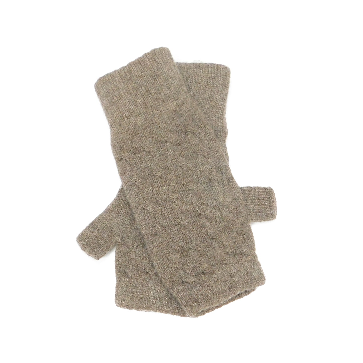 Ladies Pure Cashmere Long Cable Wristwarmers with separate thumb - Hand-crafted in Hawick, Scotland