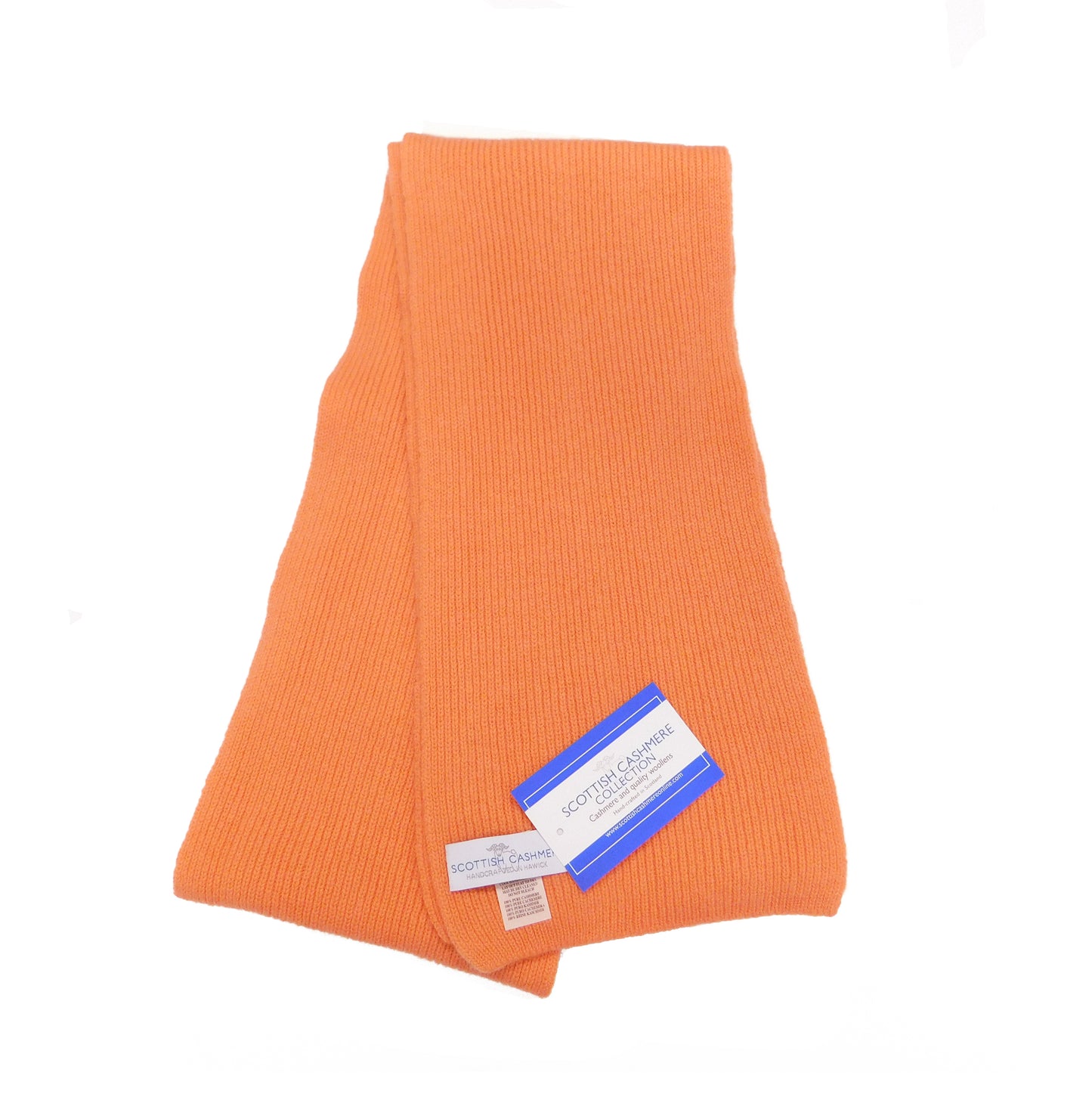 Pure Cashmere Scarf with a narrow rib - Reds, Pinks, Lilacs and Oranges - Handcrafted in Hawick, Scotland
