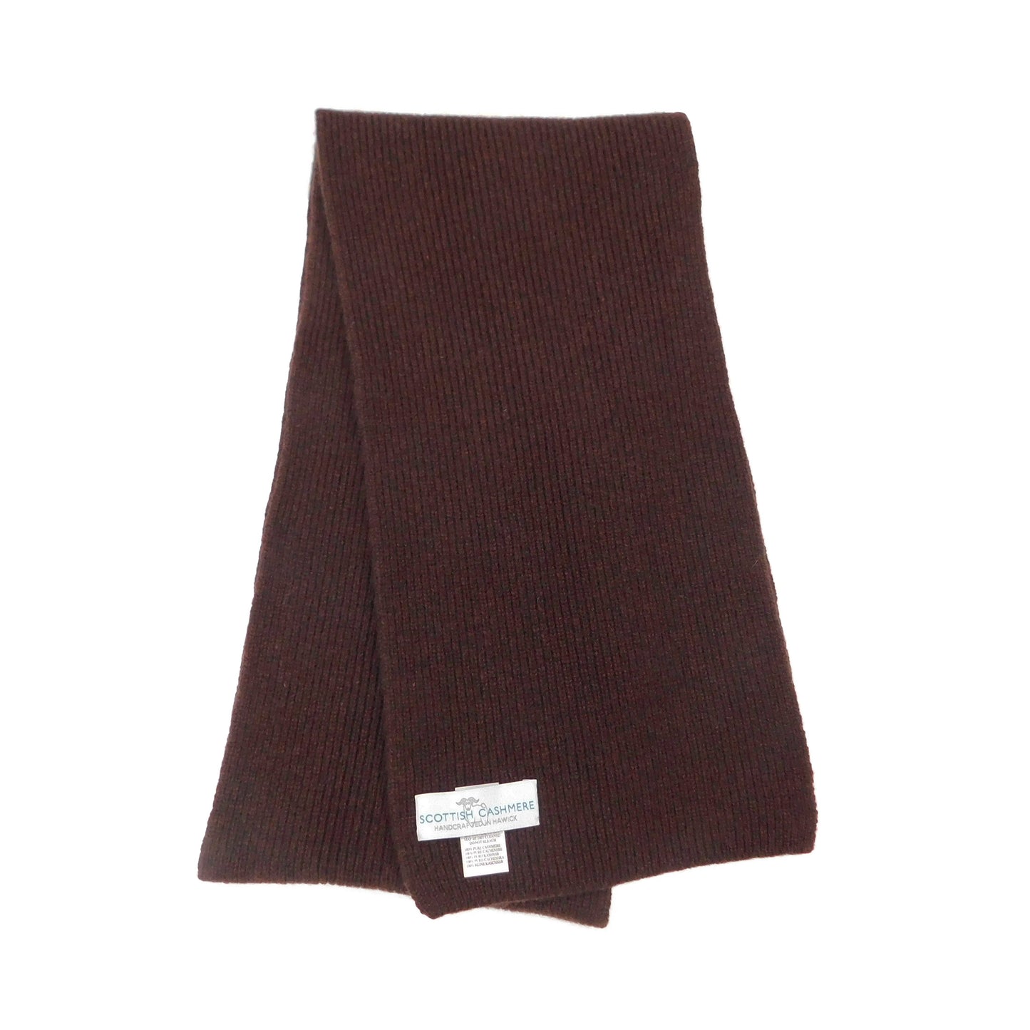 Pure Cashmere Narrow Rib Scarf — Unisex | Handcrafted in Hawick