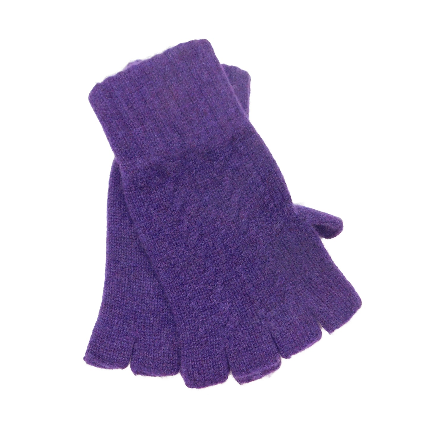 Ladies Pure Cashmere Fingerless Gloves with Cable Design - Handcrafted in Hawick, Scotland