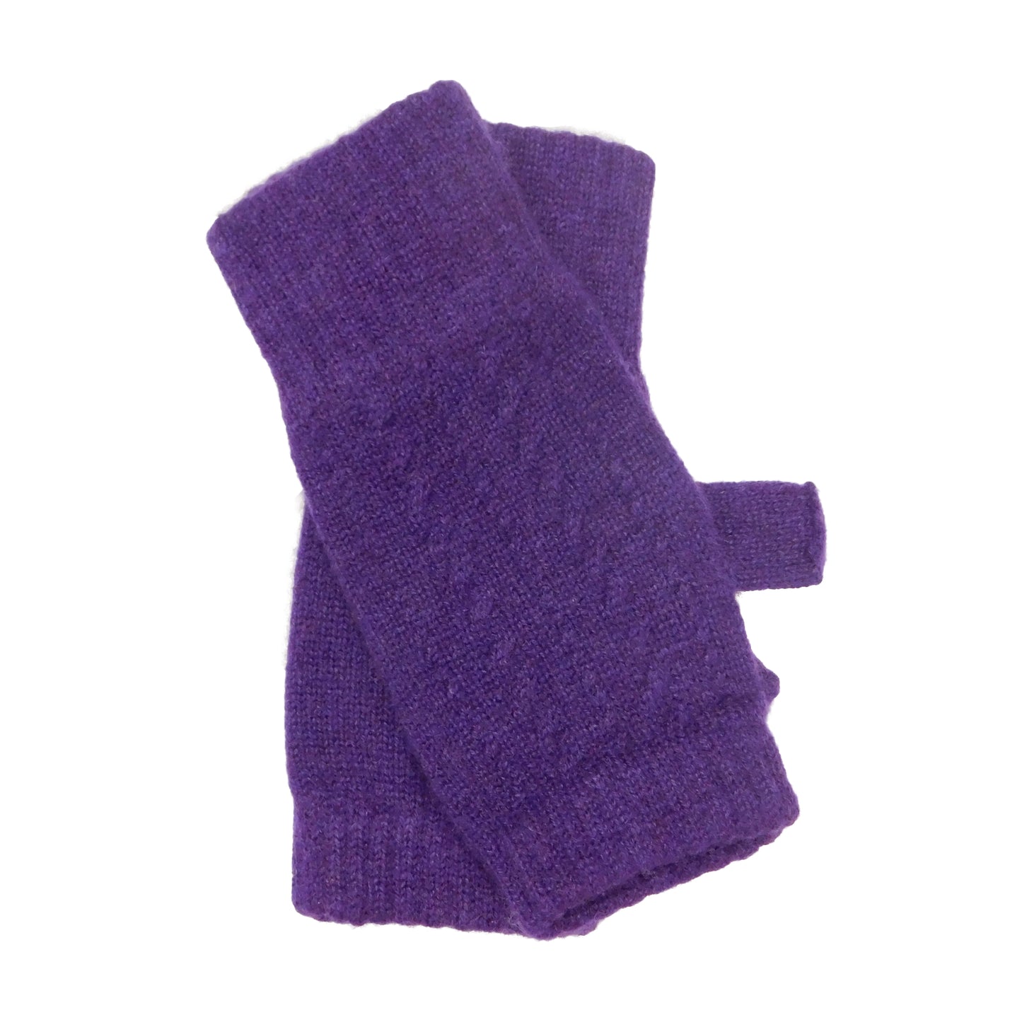 Ladies Pure Cashmere Fine Cable Wristwarmers with separate thumb - Hand-crafted in Hawick, Scotland