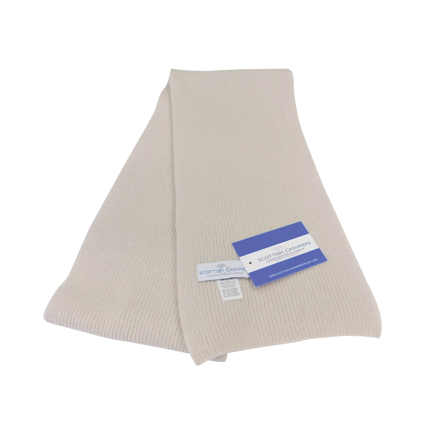 Pure Cashmere Scarf with a narrow rib - Greens, Browns and Neutrals - Handcrafted in Hawick, Scotland