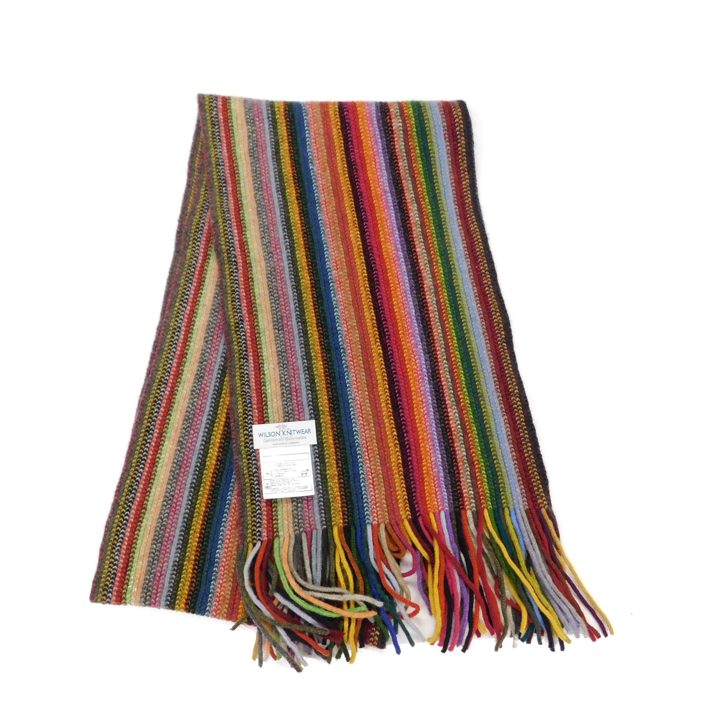 Stripe Scarf, Lambswool Multi-Coloured stripe - Warpknitted in Hawick, Scotland