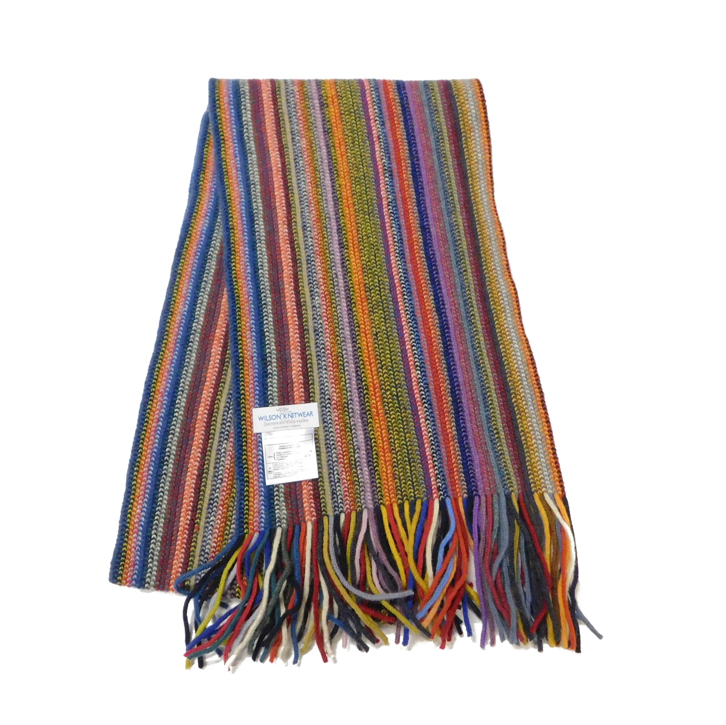 Stripe Scarf, Lambswool Multi-Coloured stripe - Warpknitted in Hawick, Scotland