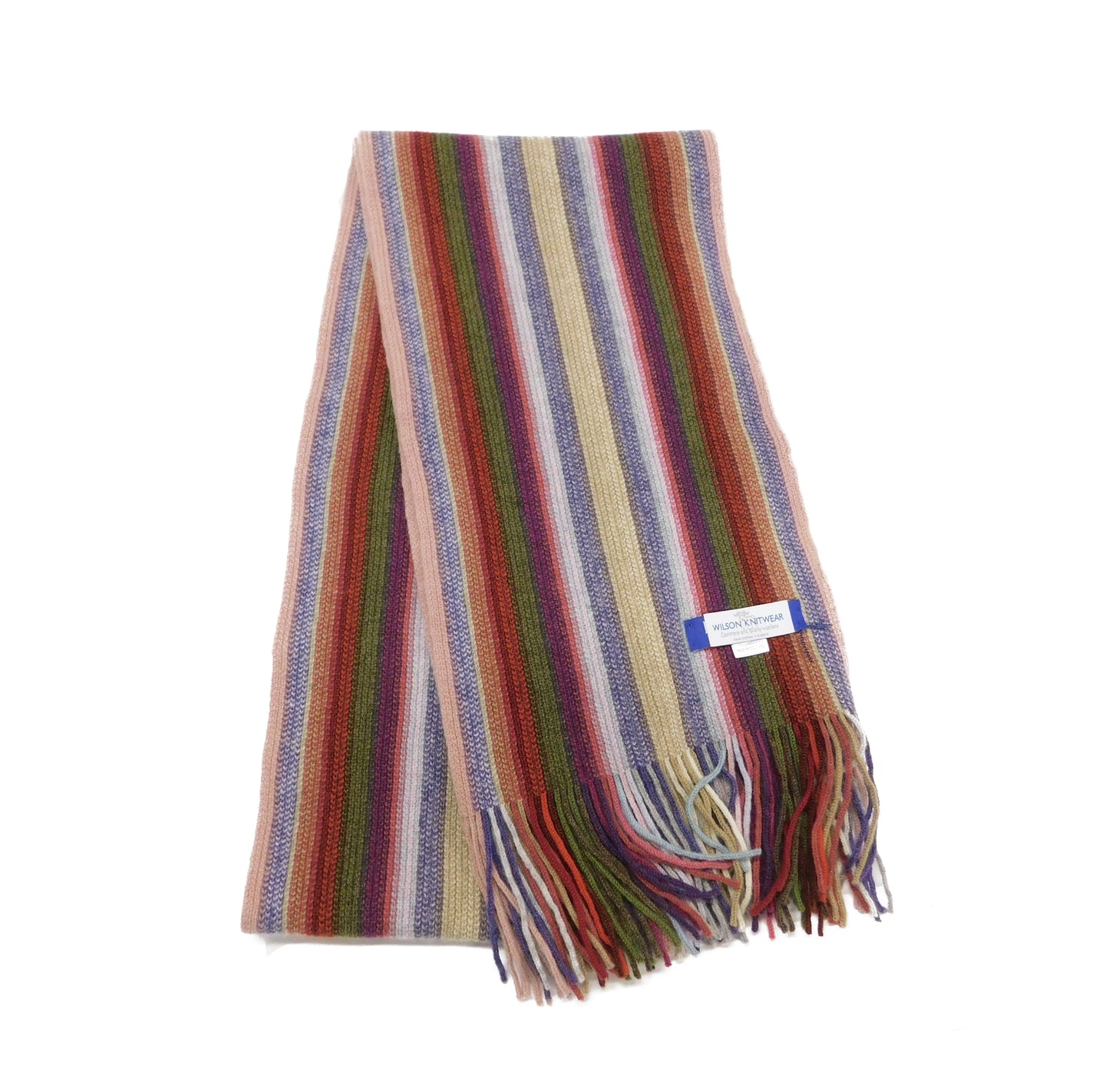 Stripe Scarf, Lambswool Multi-Coloured stripe - Warpknitted in Hawick, Scotland