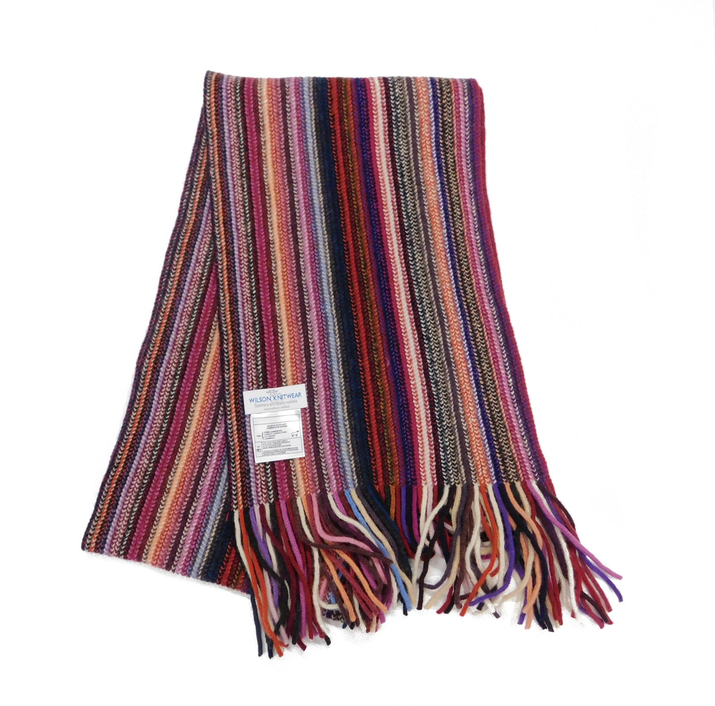 Stripe Scarf, Lambswool Multi-Coloured stripe - Warpknitted in Hawick, Scotland