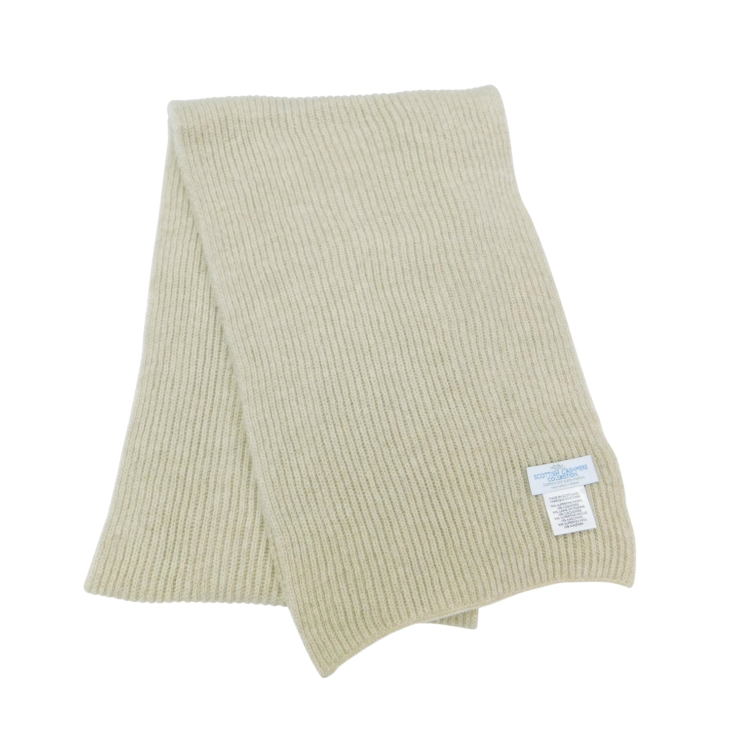 Cashmere Blend Ribbed Knit Scarf — Unisex | Handcrafted in Hawick | 90% Superfine Wool / 10% Cashmere