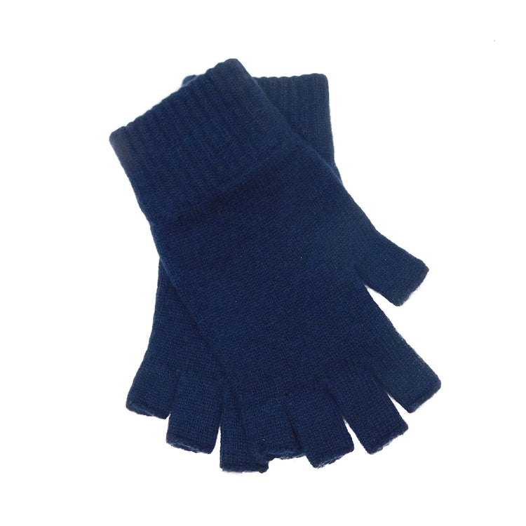 Ladies Pure Cashmere Fingerless Gloves - Greys, Blues and Purples - Handcrafted in Hawick, Scotland