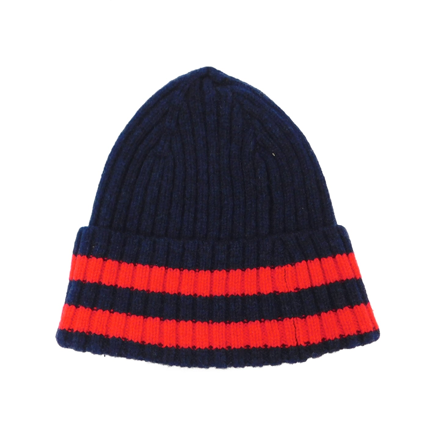 Unisex Lambswool Ribbed Beanie — Contrast Double Stripe Brim | Handcrafted in Hawick | One Size