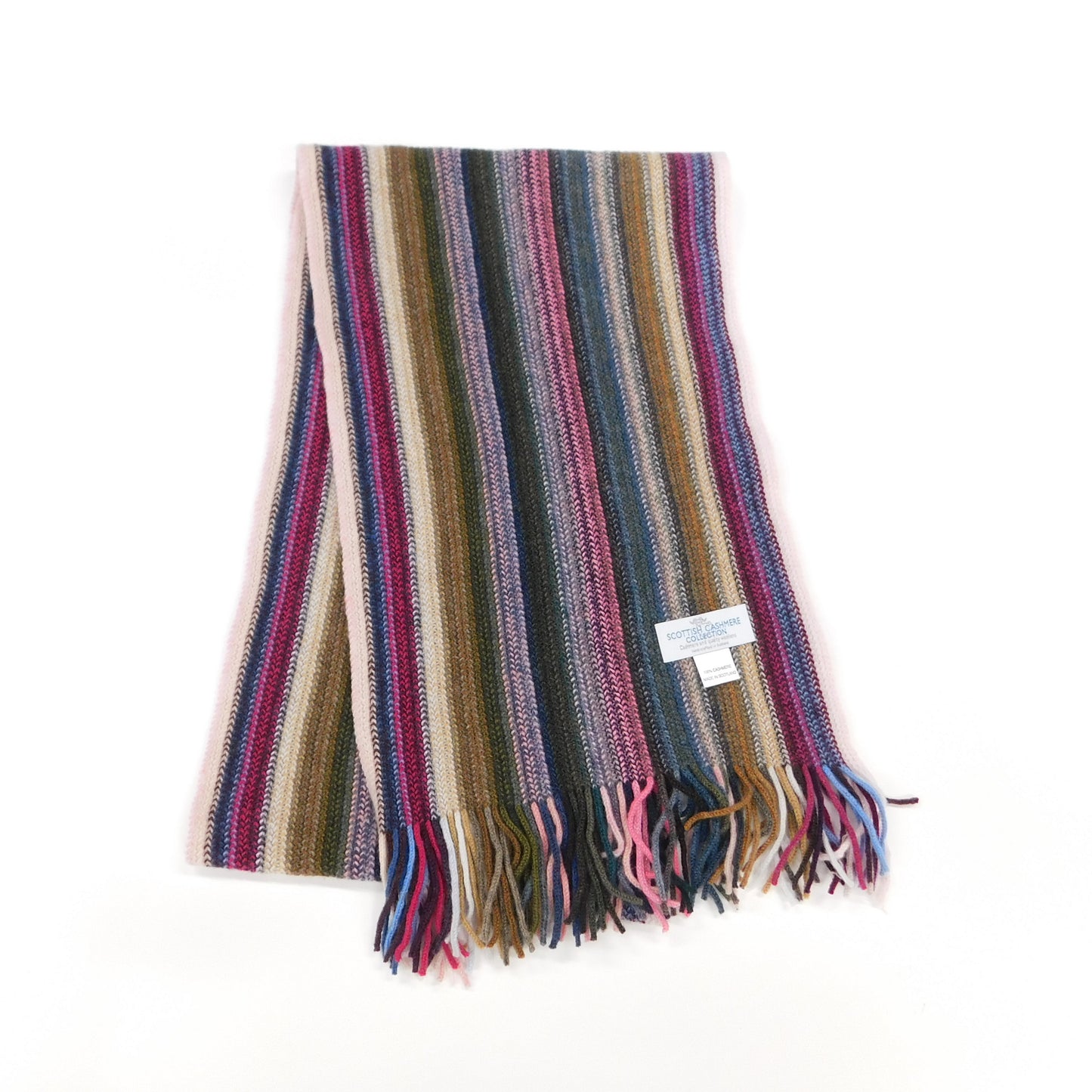 Pure Cashmere Striped Scarf - Handcrafted in Hawick, Scotland