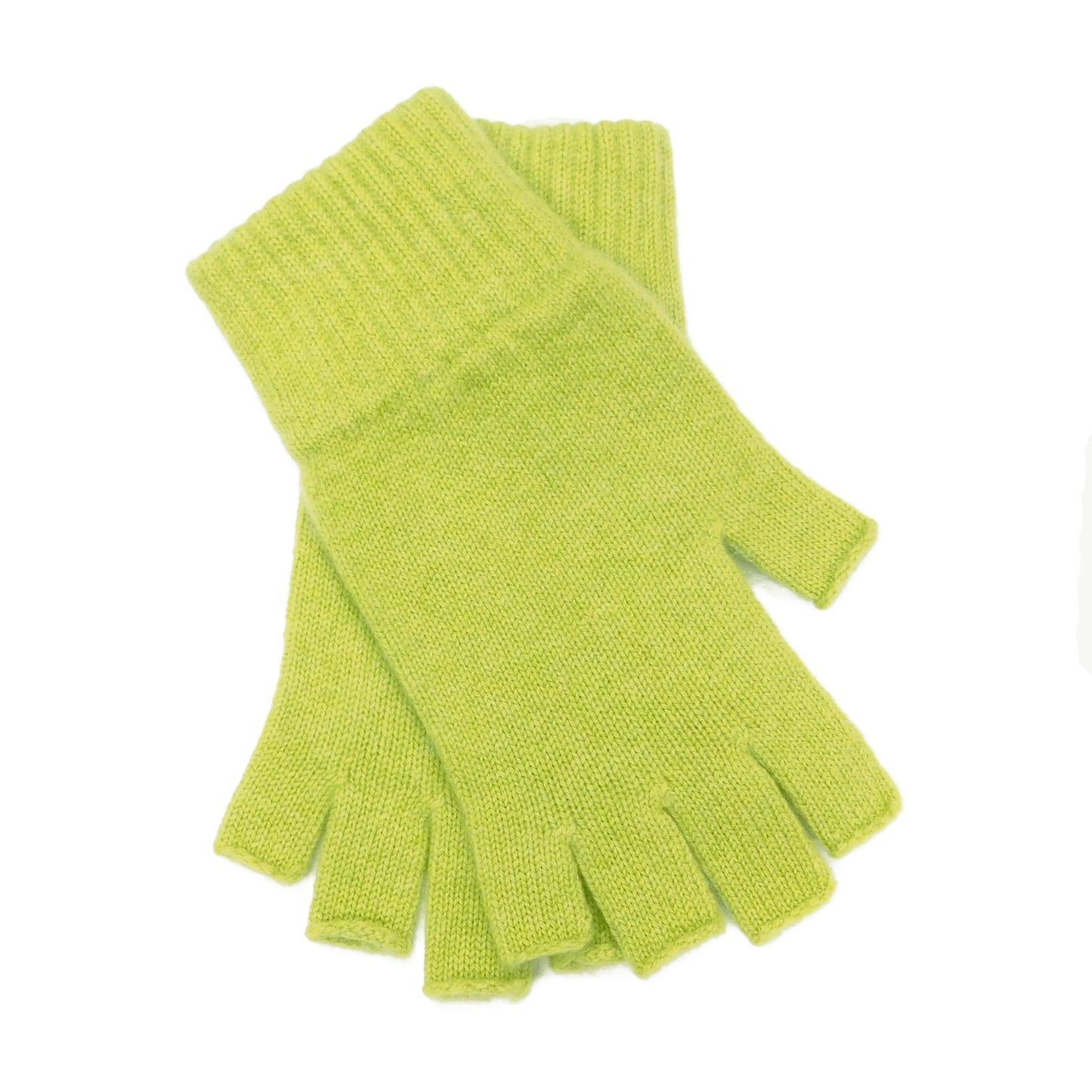 Ladies Pure Cashmere Fingerless Gloves - Greens - Handcrafted in Hawick, Scotland
